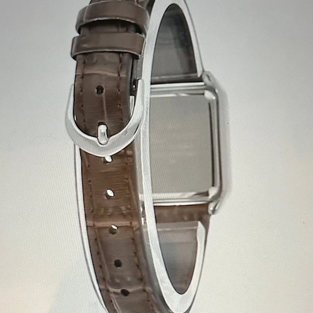 Women’s Casio Silver Case Watch with Dark Brown Strap